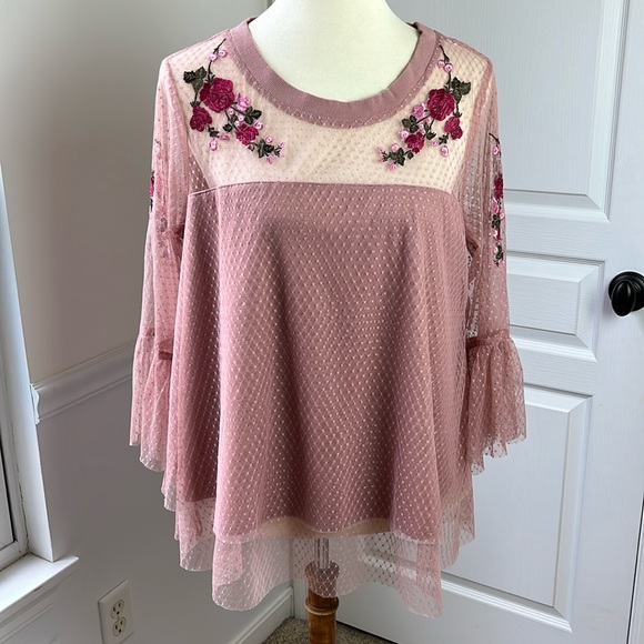 NWT NY Collection Embroidered Blouse - Picture 1 of 12
